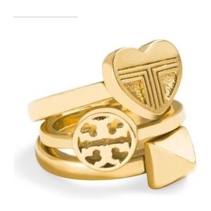 Tory Burch 16k gold stacked rings